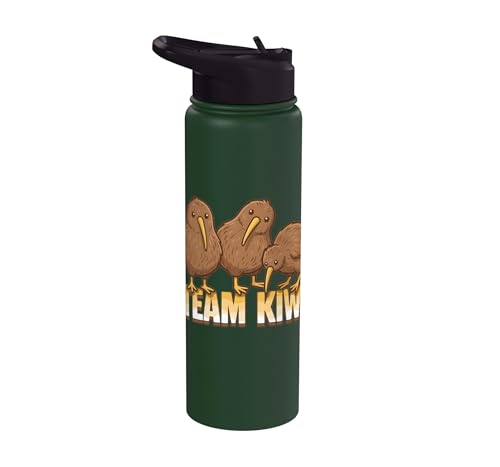 Team Kiwi Bird Kiwi Animal Cute Kiwi New Zealand Bird Stainless Steel Insulated Water Bottle - color: Dark Green