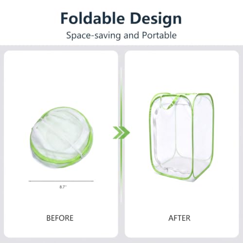 Insect & Butterfly Habitat Cage, Portable Pop-Up Terrarium with Mesh Sides, Bug Catching & Observation Enclosure for Caterpillars, Small Insects, Outdoor & Classroom Use, 24 Inches Tall - color: White/Green, size: 24 × 16 × 16 inches