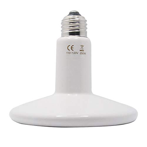 250W 110V Pet Ceramic Heat Lamp, Pet Infrared Bulb Emitter Lamp No Harm No Light Heat Lamp Bulb for Pet Brooder Coop Chicken Lizard Turtle Snake - color: White