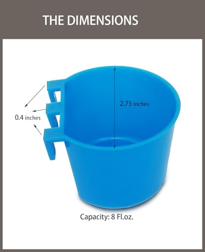 10 Pack Cage Cups Birds Feeders Seed Bowl Chicken Feeding Watering Dish Rabbit Water Food Hanging Wire Cages Box 8oz Coop Cups for Pet Parrot Parakeet Gamefowl Poultry Pigeon - size: 10PCS BLUE