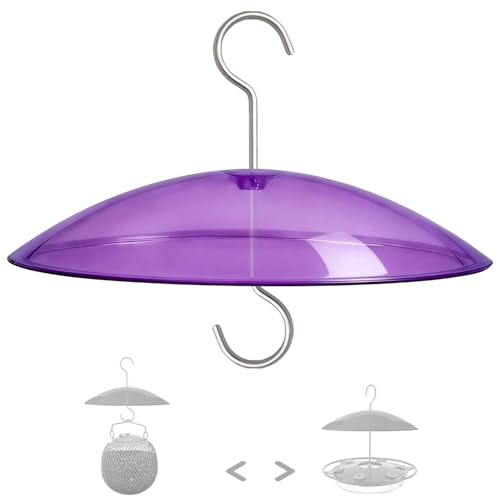 8" Mini Plastic Rain Cover for Bird Feeder, Purple Weather Guard Dome | Stainless Hooks Baffle, Small Protective Shield for Hanging Outdoors, Bird House Protector against Snow/Sun/Poop, Dia. 20cm - color: Purple, size: 1PC/Pack