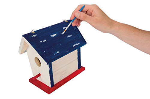 Beetle & Bee Bird House Kit for Kids, Build A Wooden DIY Outdoor Craft Set | Birdhouse Kits For Kids To Build, Paint Your Own Wooden Bird House Craft With 4 Colors, Brush, Glue, 7 Pieces, Chain, Ages 5+ - style: Paint a Bird Base