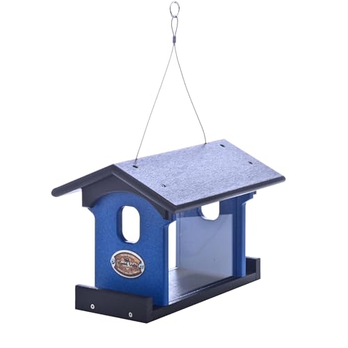 Poly Bluebird Feeder Durable Hanging Weather-Resistant Mealworm and Wild Bird Feeder Outdoor Feeder for Blue Birds Easy Fill-Clean Design Handcrafted in the USA (Blue-Black) - color: Blue-Black