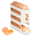 Egg Holder For Fridge, Automatic Rolling Dispenser | Space-Saving Side Door Storage Rack, Generous Design Accommodates Up To 30 Eggs - color: white