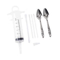 60ML Baby Bird Parrot Feeding Tubes | Liquid Medicine Feeder Push-tube Pet Cat Dog Feeding Medicine With 2 Pcs Stainless Steel Metal Feeding Spoon - size: 60ML