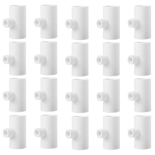 20 Pcs Chicken Waterer PVC Pipe Tee Fittings for Large Chicken Coop | Fully Automatic for Threaded Chicken Waterer Nipples/Cups/Feeders/Poultry Water Drinker, Chicken Coop Accessories, White