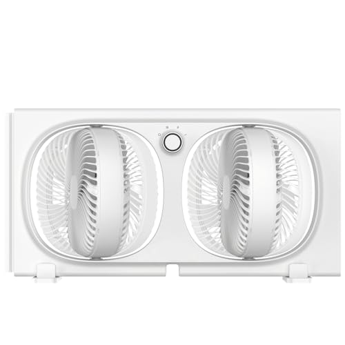 shinic 3-Speeds Window Fan with 180°+90° Rotatable Fans, Manual Reversible, Vertical Window Fan with Rigid & Accordion Expanders, Width Adjustable (21.65" to 33.27"), Ideal for Home, Kitchen, Bedroom