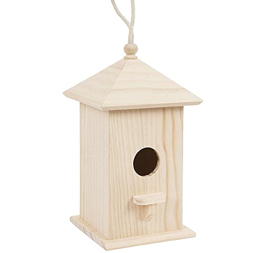 Wooden Birdhouse Creative Wooden Hanging Bird House | Suitable for Small Bird DIY Birdcage Making or Decoration
