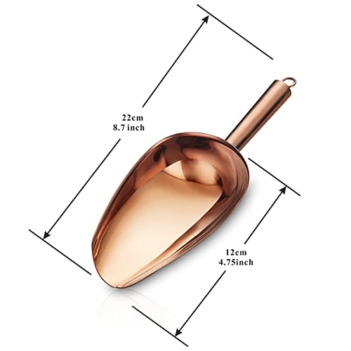 Berglander Stainless Steel Rose Gold Ice Scoop 6 OZ, Titanium Copper Plating Metal Ice Scooper For Ice Maker Multipurpose For Candy Wedding Kitchen Bar Party Pet Animal Dog Food Scoop Beach Shovel - color: 4. Rose Gold
