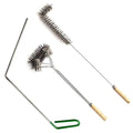 SUNRISE Fryer Brush with Long Handle (Stainless Steel, L, Double Brush, and Rubber Handle Cleaning Rod) - color: Stainless Steel, size: L, Double Brush, and Rubber Handle Cleaning Rod