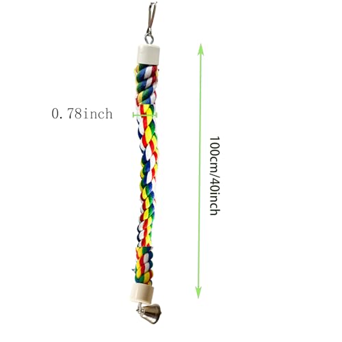 Bird Rope Perch & Birds Swing Set - Bird cage Accessories, 40‘’ Rope perches for Conures, Parrots,Cockatiel,Lovebird,Budgerigar,Parakeet perches for cage,Birds perches