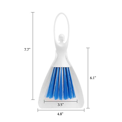 SEIS 3 Pack Hamster Dustpan and Broom Set Mini Guinea Pig White Dancer Design Besom Chinchillas Sweeper Cavy Cage Clean Hedgehogs Scooper for Small Animal (Blue)