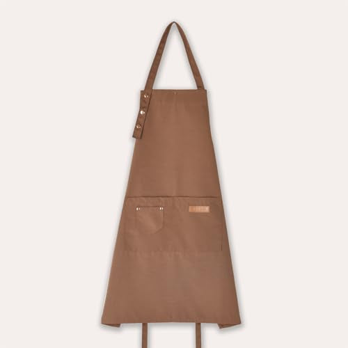 Tosewever Art Aprons for Women Painting Pottery Baking, Mens Buckle Straps Kitchen Apron with Pockets for Chef Cooking - color: Brown