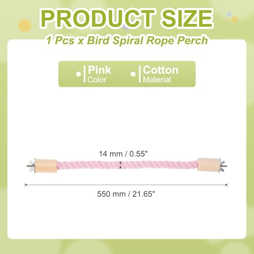 Bird Rope Perch Swing, Stand Rope Perch Standing Pole Accessory Climbing Swing Paw Grinding 22 Inch, (Pink) Intended for Parrot/Parakeet/Budgies/Cockatiels/Lovebirds - color: Pink, size: 22 Inch