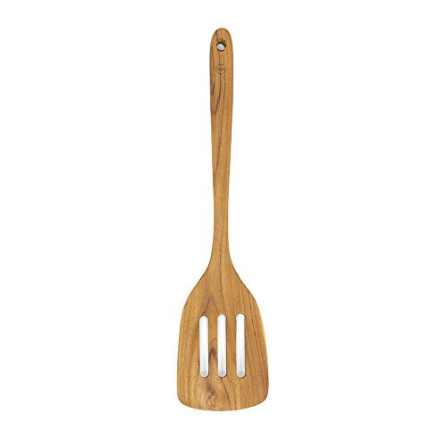 Faay Teak Wooden Slotted Spatula Turner | Durable, Healthy, High Moist Resistance Teak Wood Spatula for Non Stick Cookware - size: 13.5 Inch Slotted Spaltula
