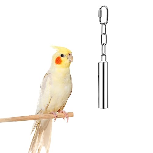 Wontee Stainless Steel Bell Toy Bird Cage Hanging Bite Toy for Parrot Parakeet Budgie Cockatiel Conure African Greys (S) - size: S