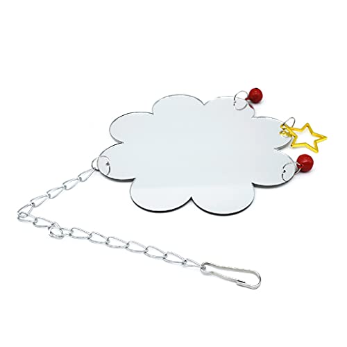 Chicken Toys for Hens Birds Swing Hanging Mirror Toys with Bells Star Pendant for Rooster Parrot Suspending Pecking Toy Chicken Pecking Toy