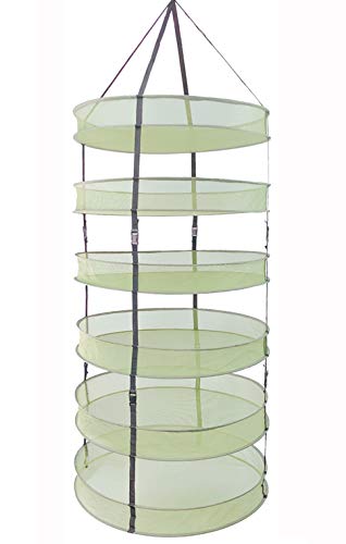 HORTIPOTS Hanging Drying Racks 2 FT Mesh Herb Dryer for Herbs and Clothes (2 FT Diameter, Green) - size: 2 FT diameter