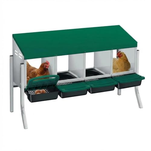 Chicken Nesting Boxes, Heavy-Duty 8-Compartment Metal Chicken Nesting Box – Removable Tray, Ventilation Holes, Easy Egg Collection, Rustproof Galvanized Steel - Green - 4 - Slot - with Legs - color: Green, size: 4 - Slot - With Legs