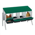 Chicken Nesting Boxes, Heavy-Duty 8-Compartment Metal Chicken Nesting Box – Removable Tray, Ventilation Holes, Easy Egg Collection, Rustproof Galvanized Steel - Green - 4 - Slot - with Legs - color: Green, size: 4 - Slot - With Legs