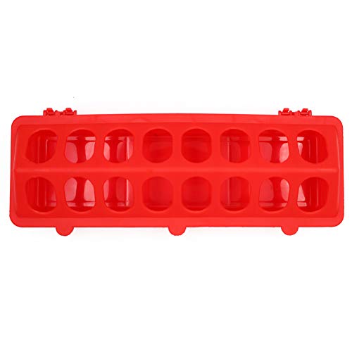 Flip Top Chick Feeder Trough, Plastic Bird Small Poultry Feeder | No Mess, No Waste Chicken Feeder for Small Chicks, Pigeons, Quails, Birds, Ducklings, Ideal for Using in a Brooder (Red) - color: Red
