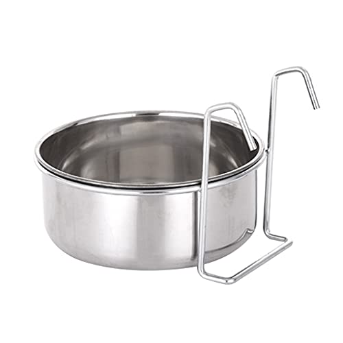 Youngy Dog Kennel Bowl Stainless Steel Hanging Food Water Bowl Crate Cup Pet Cage Bowls with Hanger for Bird Small Animals Stainless Steel Bowls Hanging