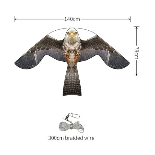 Bird Scarer Kite Without Pole Crops Farm Protector Hawk Flying Kite-Type-B | Ideal for gardens farms and docks | Keeps birds geese and seagulls away |A kind of hawk deterrent - color: Brown-Grey
