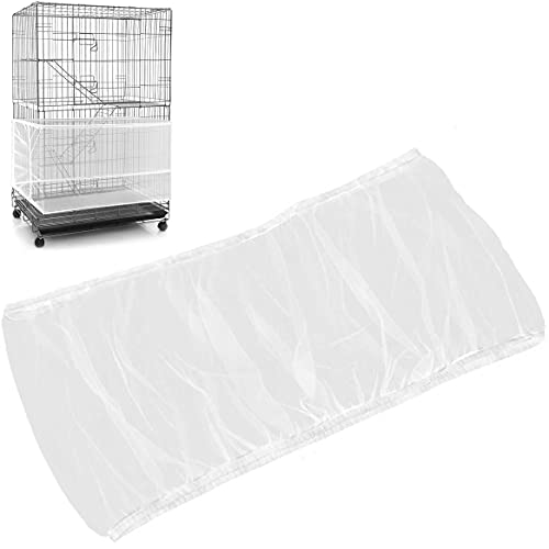 Universal Bird Cage Seed Catcher,Seed Catcher Guard Net Cover,Parrot Nylon Mesh Net Cover,Soft Airy Cage Net Stretchy Skirt for Round Square Cages (Circumference 74 inch to 118 inch，White) - color: Circumference 74 inch to 118 inch,White
