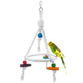 Litewoo Bird Parrot Cotton Swing Round Perch Stand with Chew Toy for Parakeet Budgie Cockatiel Finch Conure Canary Budgie | Natural cotton rope, trims beak, promotes balance & coordination, stand toy for small-medium birds/budgie/cockatiel/conure
