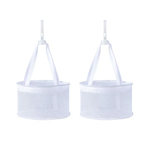 SooGree 2PCS Makeup Brush Dryer Hanging Mesh Rack Basket for Makeup Tool | For Makeup Tools Cleaning, Mini Cosmetic Brushes Sponges Drying Holder, Organizer, Beauty Egg Drying Net - color: White