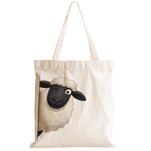 Cartoon Canvas Tote Bag, Gifts for Women Men Birthday Christmas Reusable Tote Shoulder Bag for Grocery Shopping 01 - color: Goat 473