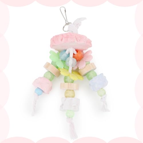 Hypeety Bird Calcium Teeth Grinding Stone Chew Treats Toy Beak Buffer Stone for Hamster Bird Parrot African Grey Parakeets Cockatiels Conures Amazons Small Animal Cage Hanging Bite - color: Calcium Stone