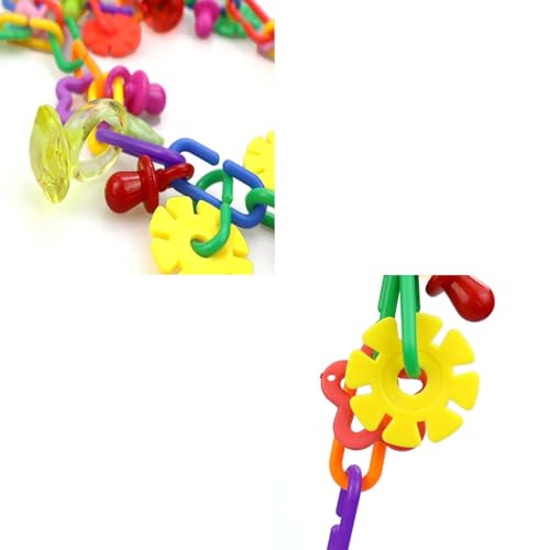 (2 Pack) Bird Necklace Toy Rainbow Necklace Bird Toy Chewing Toy Cage Links Bird Swing, Climbing Chain for Small Sized Birds, Small Bird Necklace Toy.