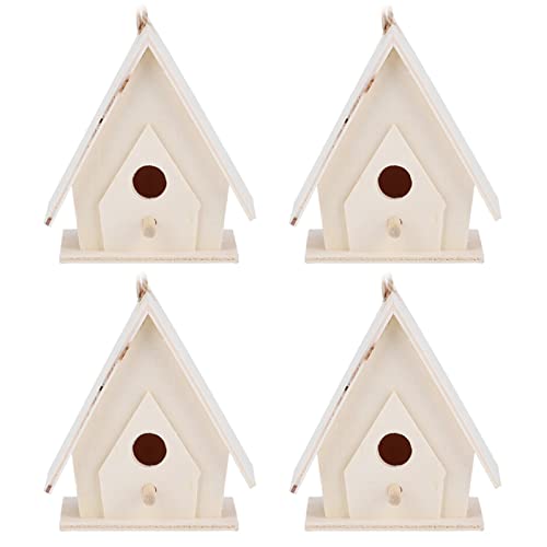 Mini Hanging Wooden Bird House, Platane Wood Bird Cage, Hanging Ropes Cage with Decorative Function, Ideal for Garden, Courtyard Decor & Outdoor Balcony