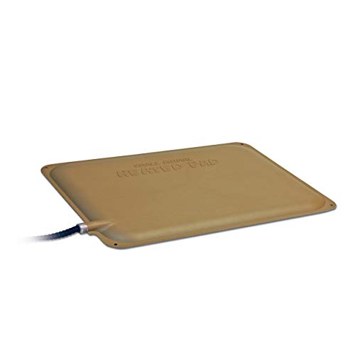 K&H Pet Products Small Animal Outdoor Heated Pad, Waterproof, Chew Resistant, Safety Listed, Indoor Outdoor Heater Warming Pad for Cat Houses, Rabbit Hutches, or Chick Brooders - 12 X 9in Tan 25W - size: Petite 9 X 12 Inches