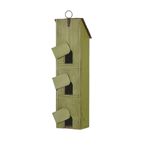 Glitzhome Bird Houses for Outside, 18" H Solid Wood Cottage Hand Painted Hanging Bird House Window-Blinds Distressed Decorative Birdhouse for Outdoors,Green - color: 18"H Green