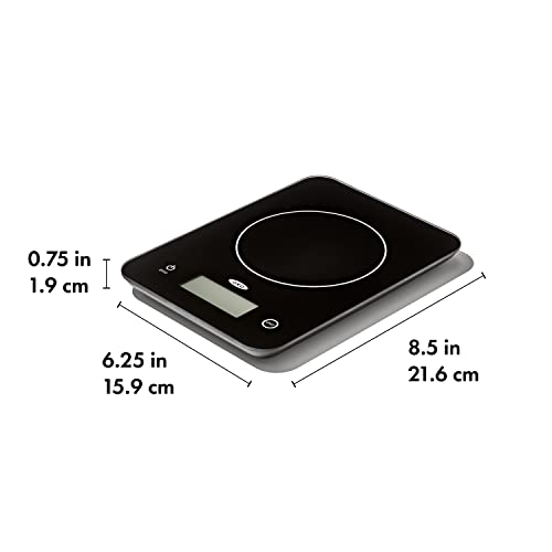 OXO Good Grips 11lb/5kg Everyday Glass Food Scale, Gram Scale for Meal Prep