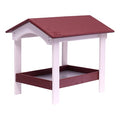 Ground Bird Feeder, Deluxe Fly-Through Covered Feeder for Birds and Squirrels with Screen Mesh Tray (Cherry Wood/White) - color: Cherry Wood/White