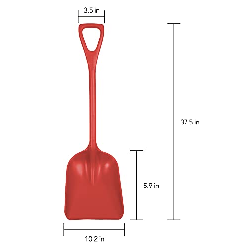 Remco Hygienic Square Point Shovel, Polypropylene Blade, 23 1/2 in L, Red 69814-1 Each - color: Red, size: 10 inch Blade