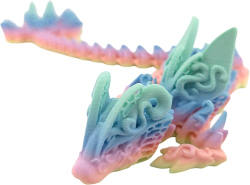 3D Printed Articulated Pastel Rainbow Butterfly Dragon, Home/Office/Desktop Decor, Flexible Sensory Toy, Unique Gift, Insect Lover Gift. (9.5 Inch Dragon with Dragon Scale Egg) - style: 9.5 Inch Dragon with Dragon Scale Egg