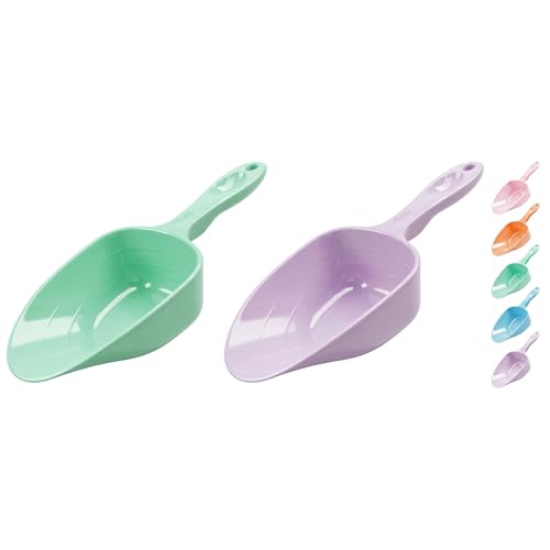 Melamine Pet Food Measuring Scoop, 1 Cup 1/2 Cup 1/4 Cup with Clear Measurement Lines for Dog, Cat, Bird, and Rabbit, Durable, Ergonomic Handle, Dishwasher safe-Green & Purple - color: Green, Purple