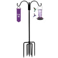 Shepherds Hooks for Outdoor,110in Bird Feder Pole with 7-Prong Base | Heavy Duty Double Garden Hooks for Hanging Plants, Hummingbird Feeders, Solar Lights, Lanterns - color: double hook-110IN-1PACK