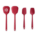 U-Taste 600℉ Heat Resistant Food Grade Silicone Cooking Egg Turner Set of 2, and 600ºF Heat Resistant 11.38in Flexible Non-Stick Spatula & Spoon Spatula Set of 2 (Red)