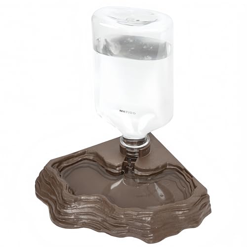 Lizard Bearded Dragon Water Bowl Dish Automatic Dispenser,17oz,Brown | 17oz Terrarium Tank Reptile Food Bowl,Water Feeder Automatic Dispenser Feeding,Geckos Lizards Turtle Bearded Dragons - color: Brown