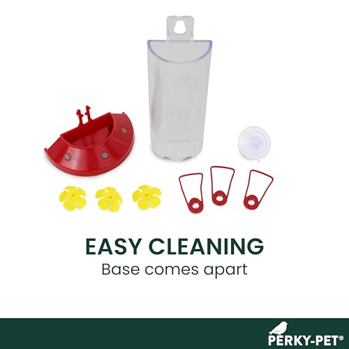 Perky-Pet Window Mount Hummingbird Feeder, 8 oz Nectar Capacity | 3 Bee Guard Ports, Suction Cup & Removable Perches, Plastic Shatter-Resistant Bottle for Outdoor Backyard Bird Watching, 217 - size: 1 Pack