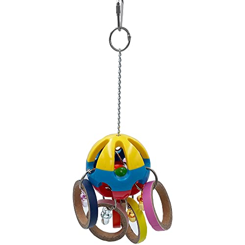 Bird Parrot Plastic Ball Toys with Colorful Cardboard Bagel and Acrylic Pacifiers for Parrot African Grey Cockatoo Cockatiel Sun Conures | Colorful Cardboard Bagel, Acrylic Pacifiers, For African Grey Monk Cockatiel Conures
