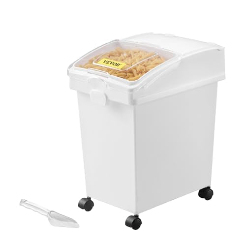 VEVOR Ingredient Bin, 5.2 Gallons Capacity Ingredient Storage Bin, 3 Pcs/Set, PP Material Flour Bins On Wheels, White Shelf Ingredient Bin with Scoop and Sliding Lid, Commercial Storage Bins - size: 5.2 Gallon*3