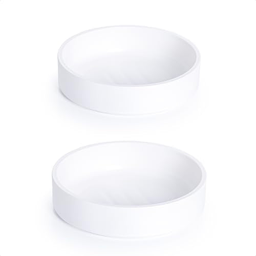 Phoenix Vine 6 Inch Plastic Plant Saucer Water Drip Tray, Heavy Sturdy Round Plant Drainage Tray for Indoors Outdoor, Set of 2, Matte White, 21-TY-6W-2 - size: 6"