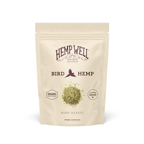 Hemp Well Organic Hemp Hearts –Reduces Feather Plucking, Promotes Relaxation, Immune Support, Organically Sourced, USA Grown, GMO Free – 1 Pound Bag - size: 1 Pound (Pack of 1)