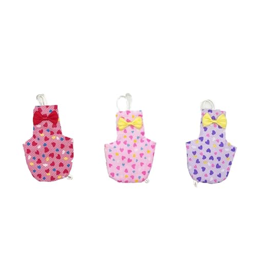 Bird Diapers Red Heart Pattern Washable Reusable Parrots Nappy for Budgie Parakeet Cockatiel 3 PCS